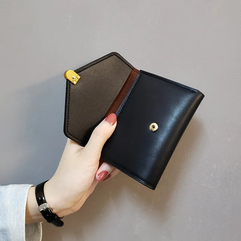Fashion High Quality Small PU Leather Credit Card Holder Short Wallets Women Coin Purse-1