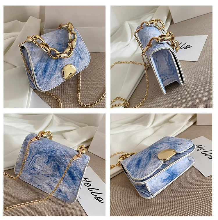 2022 Tie Dye Color Tote Metal Buckle Small Crossbody Bag Female Handbag Chain Woman Hand Bag Boxycharm Glam Bag-4