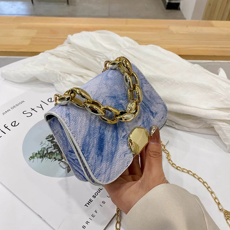 2022 Tie Dye Color Tote Metal Buckle Small Crossbody Bag Female Handbag Chain Woman Hand Bag Boxycharm Glam Bag-3
