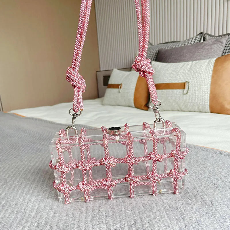 Bling outdoor rhinestone female clear transparent clutch luxury gift evening bags women handbags ladies for women-12